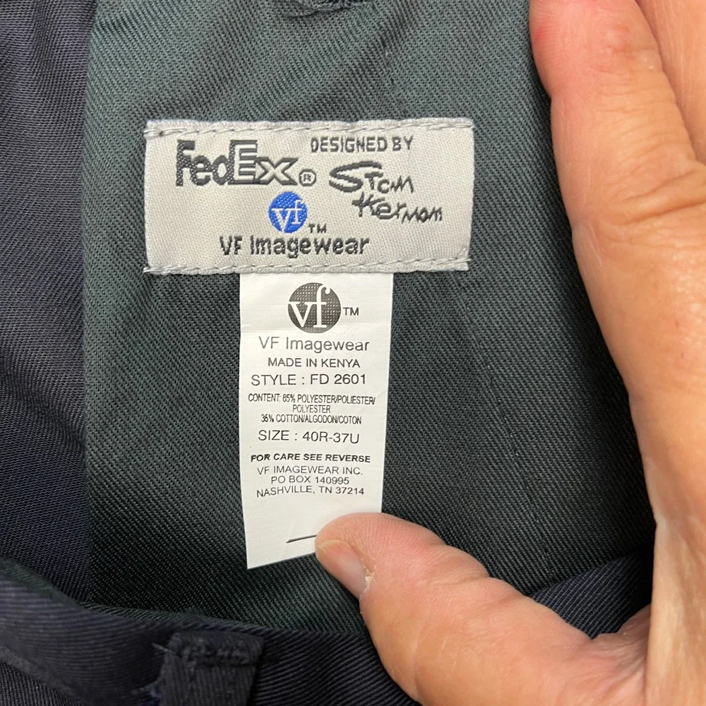 VF Imagewear FedEx Cargo Pants Mens 40R 37U Navy Reflective Workwear Unhemmed